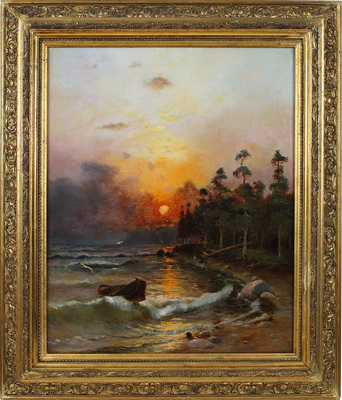 Платонов Семён Сергеевич. Морской берег на закате 